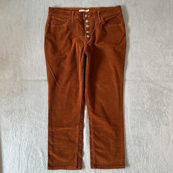 Levis 724 Corduroy Pants Womens 33x25 High Rise Straight Tapered Button Fly - Picture 1 of 12